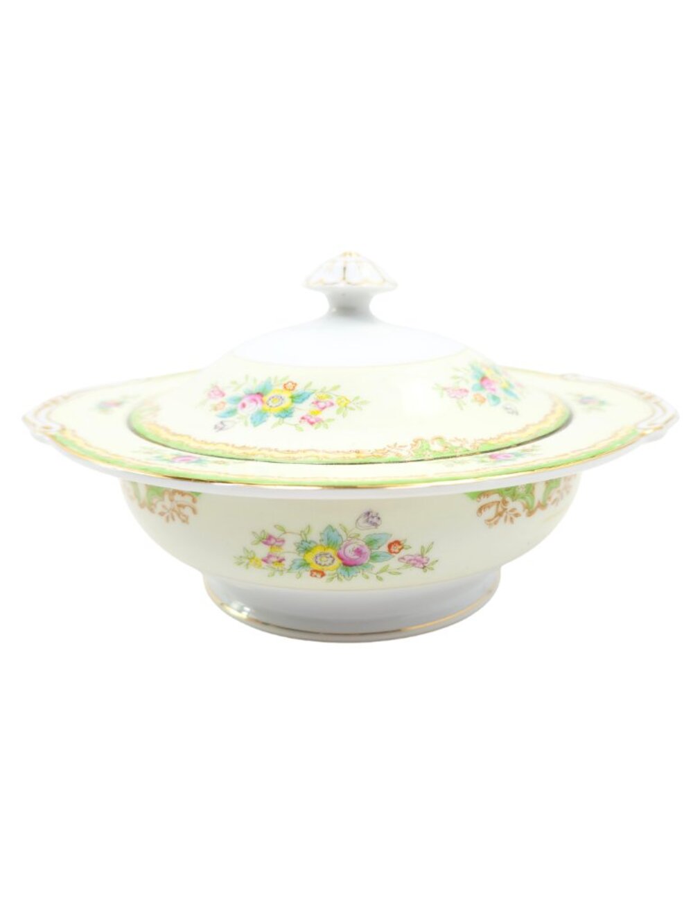 c. 1920s-1930s Sampy Japan "Elaine" Hand Painted Fine China Serving Bowl w/ Lid